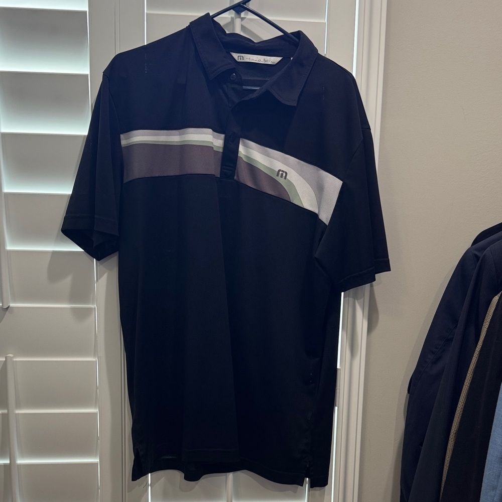 Travis Mathew Black and Gray Polo Shirt